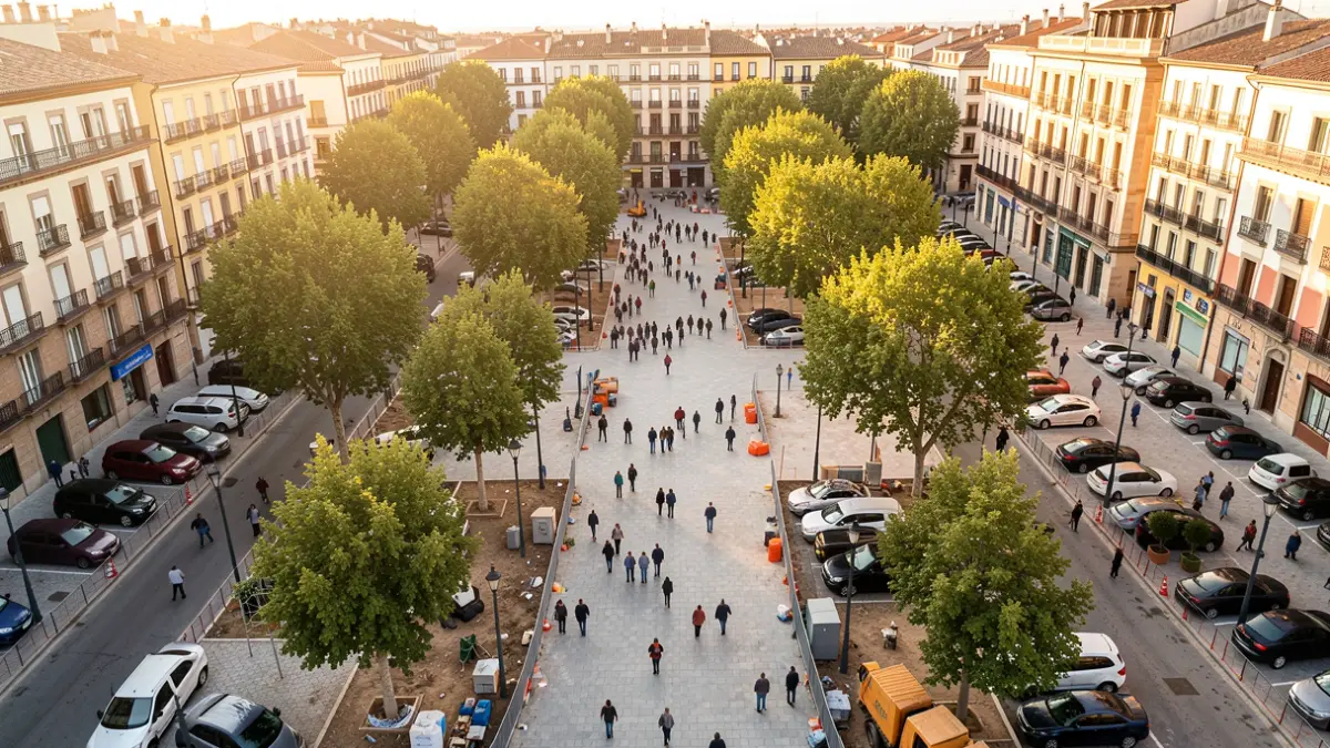 Generic image of construction work in a Catalunya square.