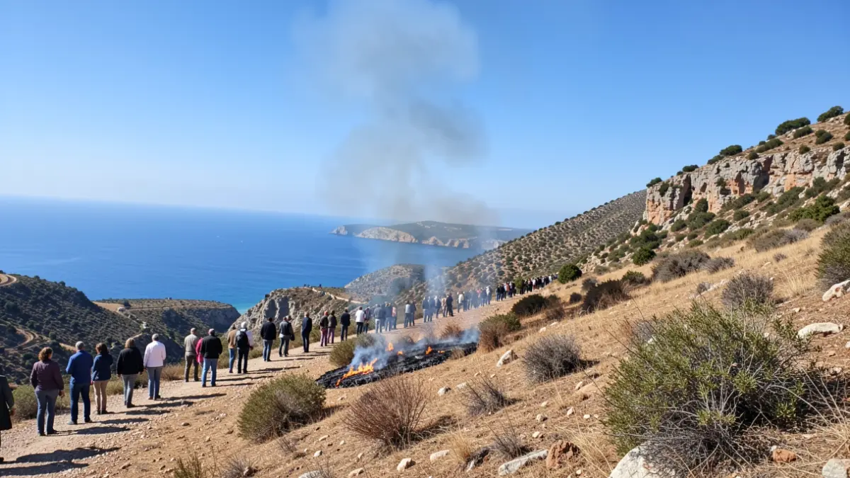 Imagen genérica de un pequeño incendio de vegetación en la costa mediterránea.
