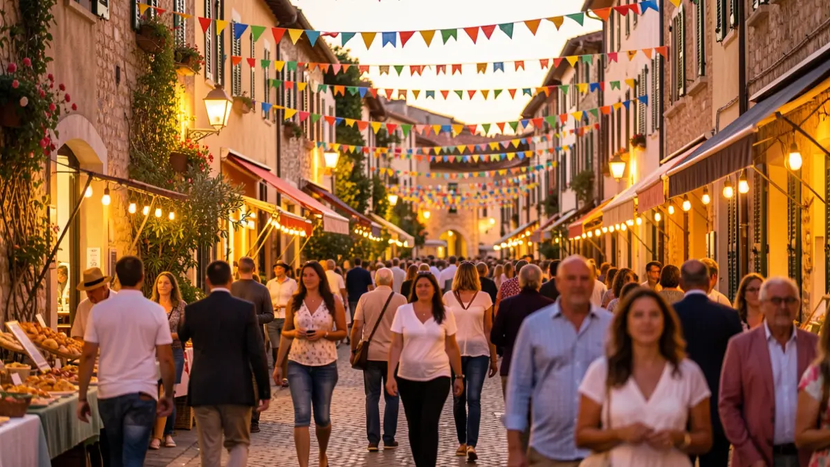Imatge genèrica d'una festa major a Catalunya amb decoracions i ambient festiu.
