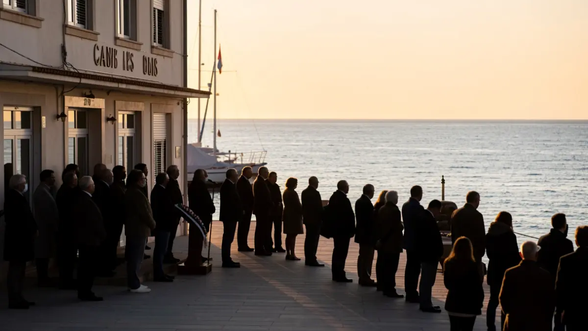Acte de record a Cambrils davant del Club Nàutic per les víctimes dels atemptats.