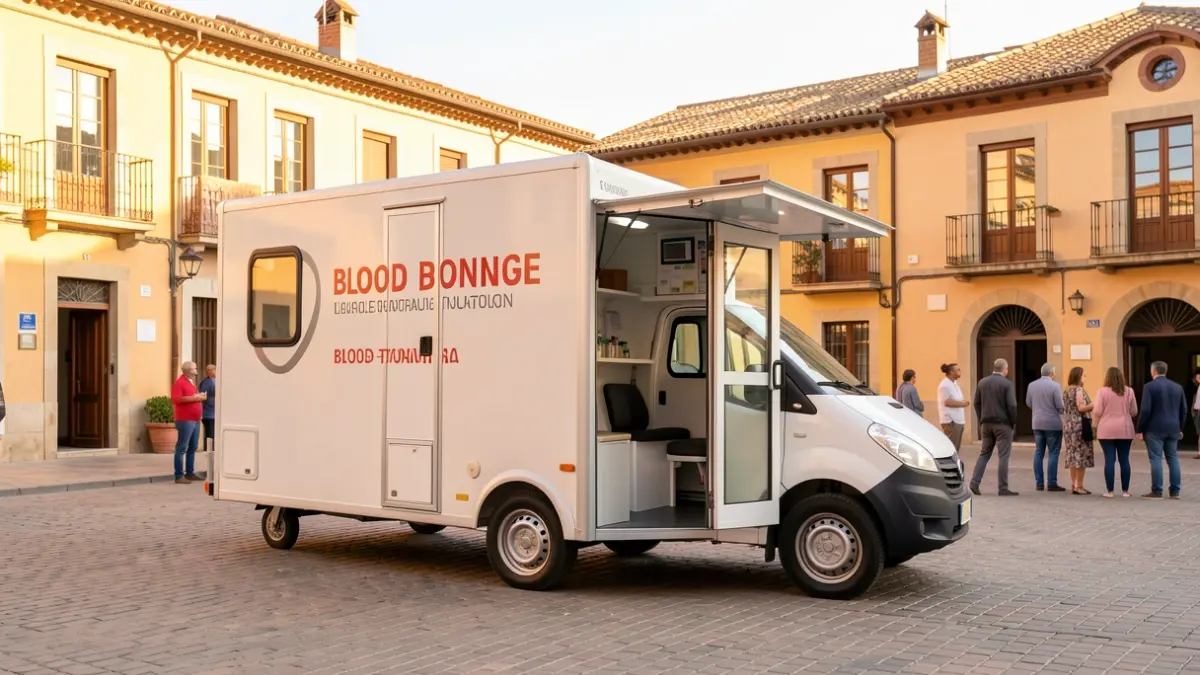 Unidad móvil del Banco de Sangre en Girona.