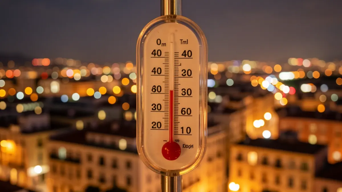Termómetro marcando temperaturas extremas en Barcelona.