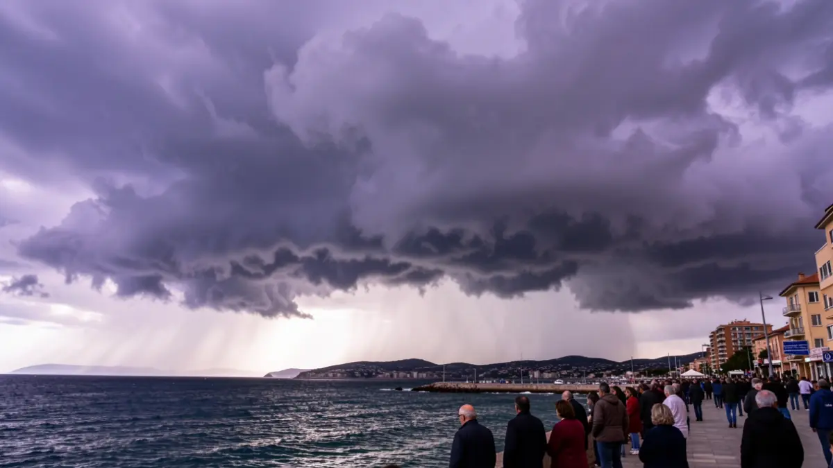 Cielo amenazador con nubes de tormenta sobre la costa catalana.