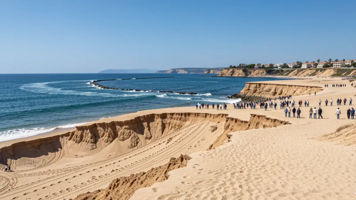 Imatge genèrica d'una platja mediterrània amb regressió de sorra.