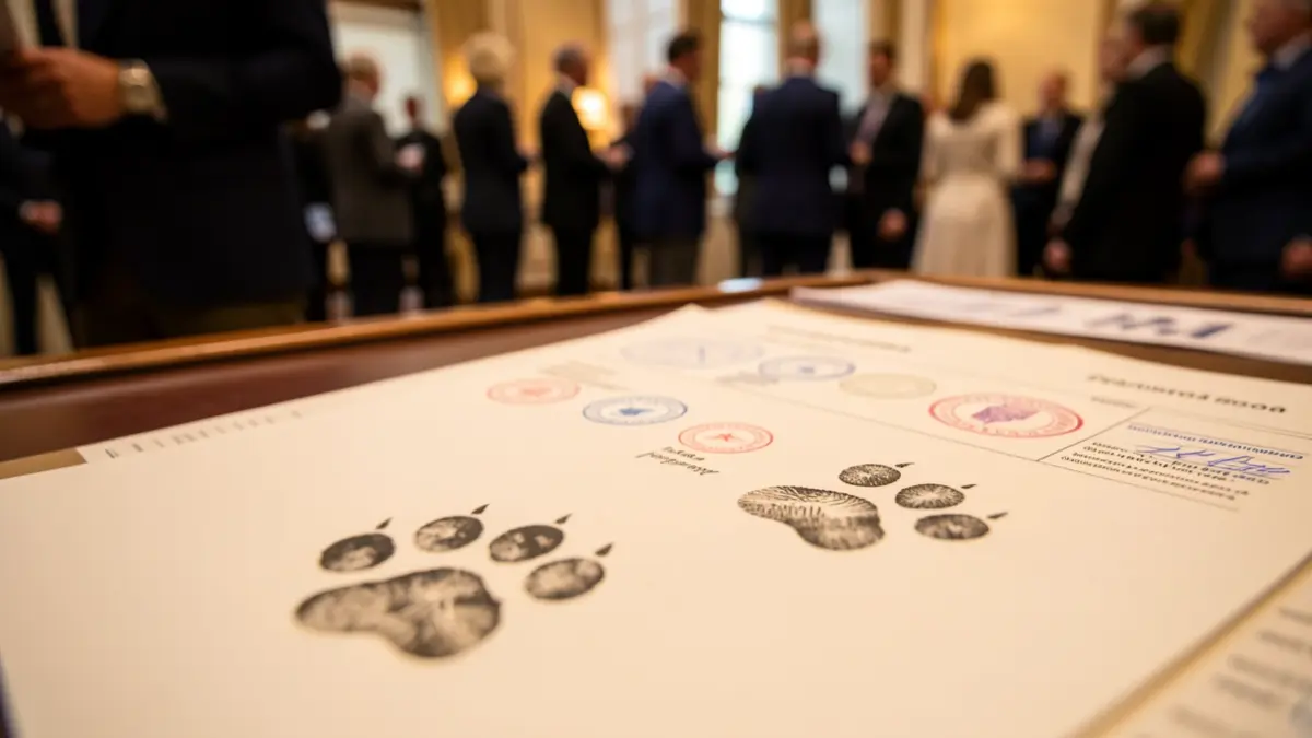 Imagen genérica de huellas de animales en un documento oficial.