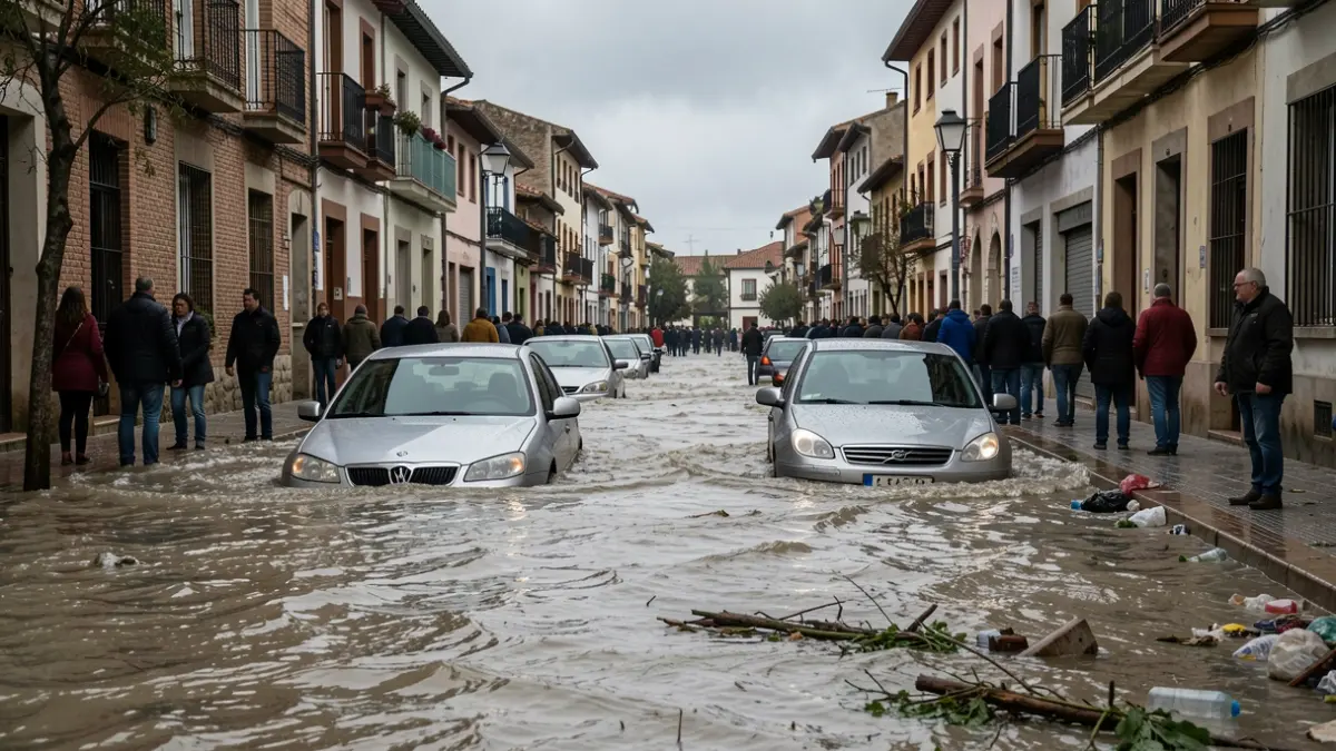 Imatge genèrica d'un aiguat a Coma-ruga amb cotxes submergits.