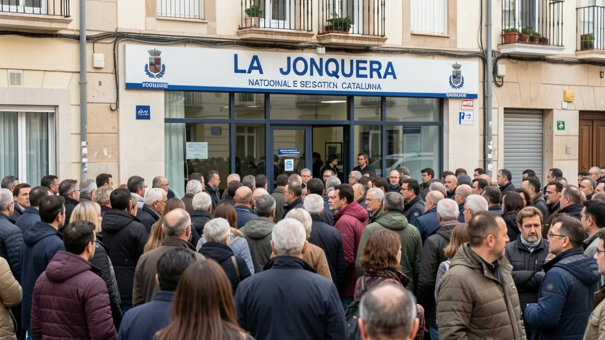 Concentration of people in front of the National Police station in La Jonquera.