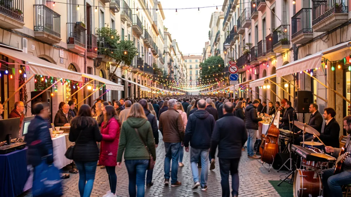 Imatge genèrica d'una festa popular al carrer a Barcelona amb ambient festiu.