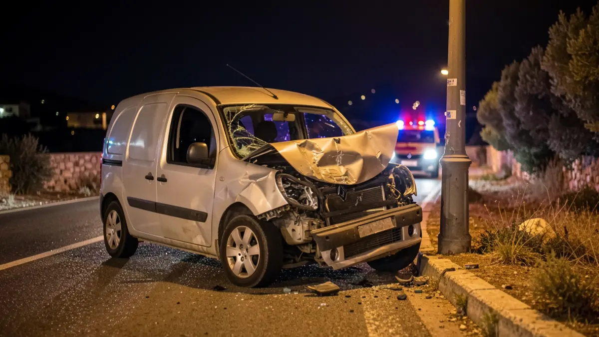 Van crashed into a lamppost on the N-240 in Tarragona.