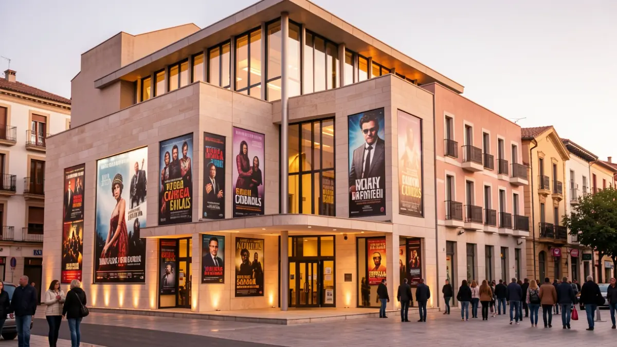 Imagen genérica de un teatro en Cornellà con carteles de la nueva temporada.