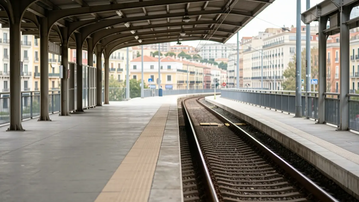 Imatge genèrica d'una andana de tren buida a Barcelona.