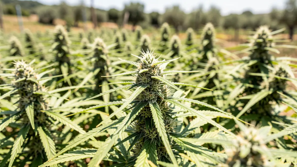 Imagen genérica de plantas de marihuana en cultivo exterior.