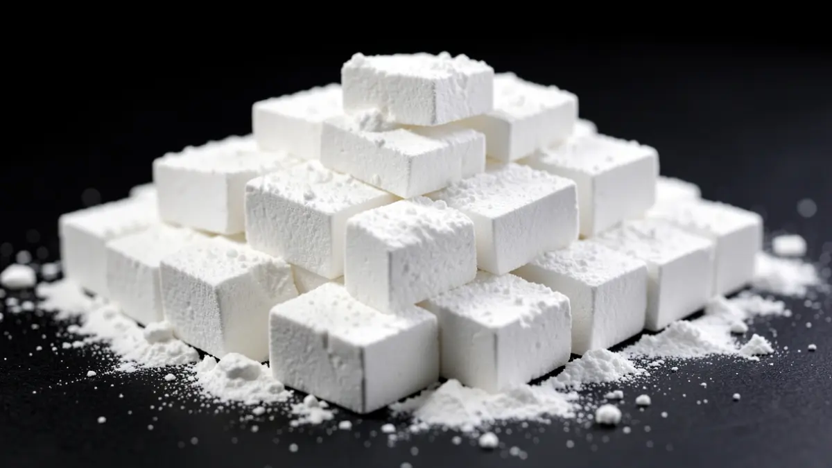Detail of 26 blocks of compact white substance, suspected to be cocaine.