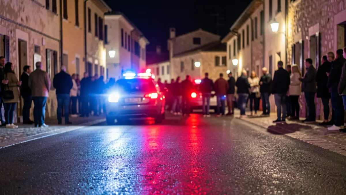 Imatge genèrica de llums d'emergència reflectint-se en asfalt mullat a la nit.