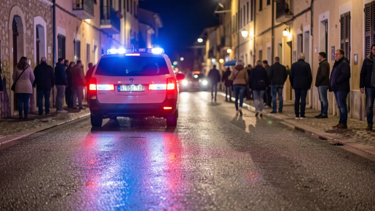 Generic image of police emergency lights reflecting on wet asphalt at night.