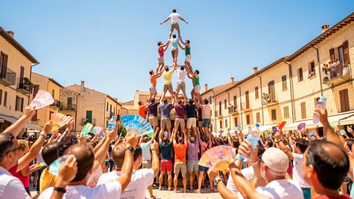 Imatge genèrica d'una diada castellera a Tarragona amb calor.