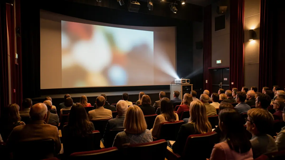 Projecció de cinema amb un projector i un raig de llum.