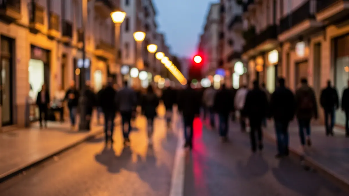 Imatge genèrica d'un carrer de Sabadell al capvespre amb llums de trànsit.