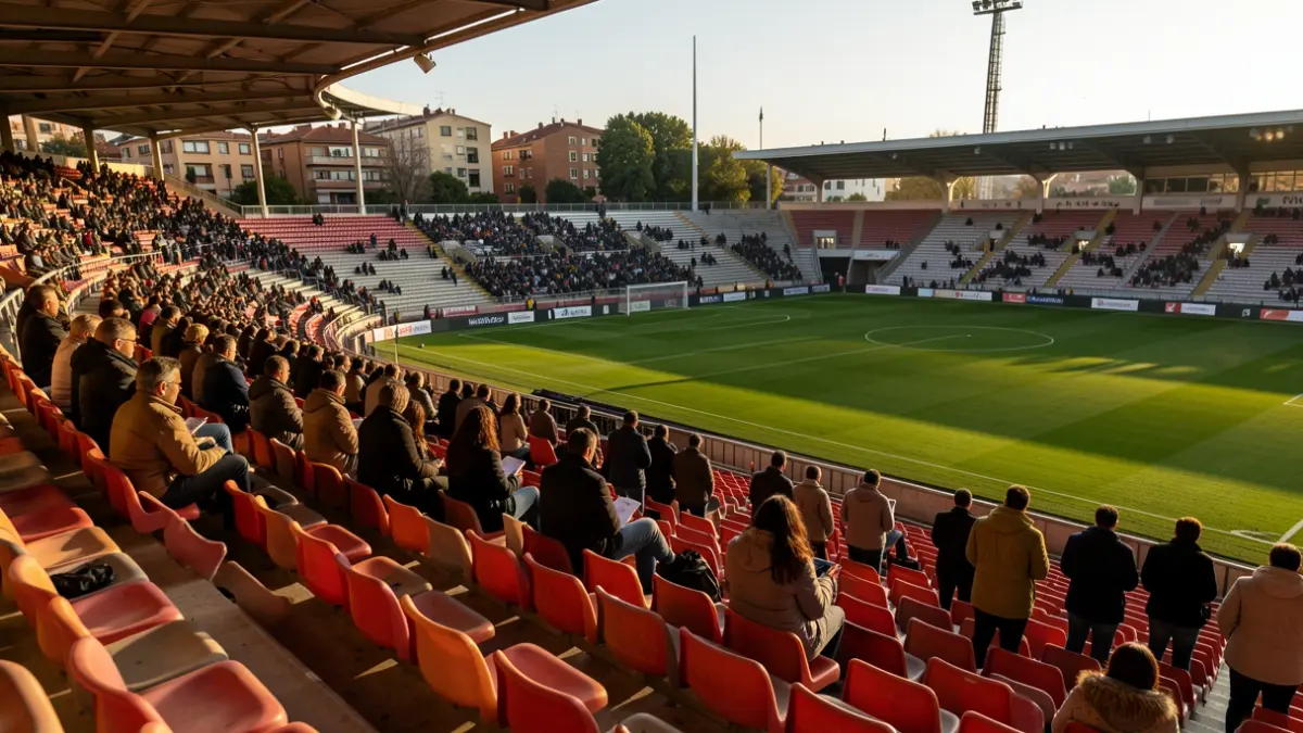 Imatge genèrica d'un estadi de futbol buit a Sabadell.