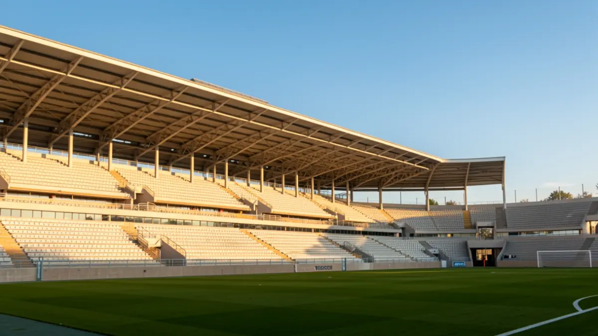 Vista exterior del estadio Nova Creu Alta de Sabadell.