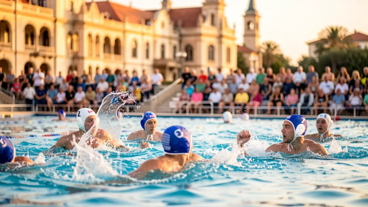Jugadores de waterpolo del CN Sabadell disputando un partido en Can Llong.