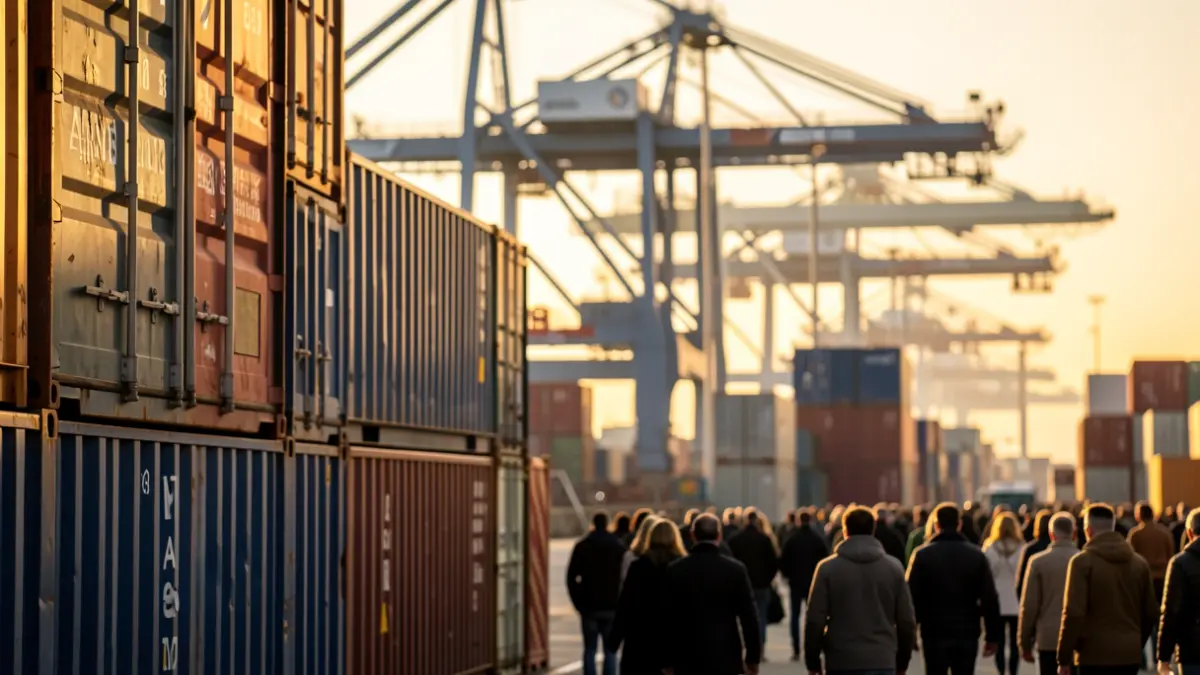 Imagen genérica de contenedores en un puerto industrial.