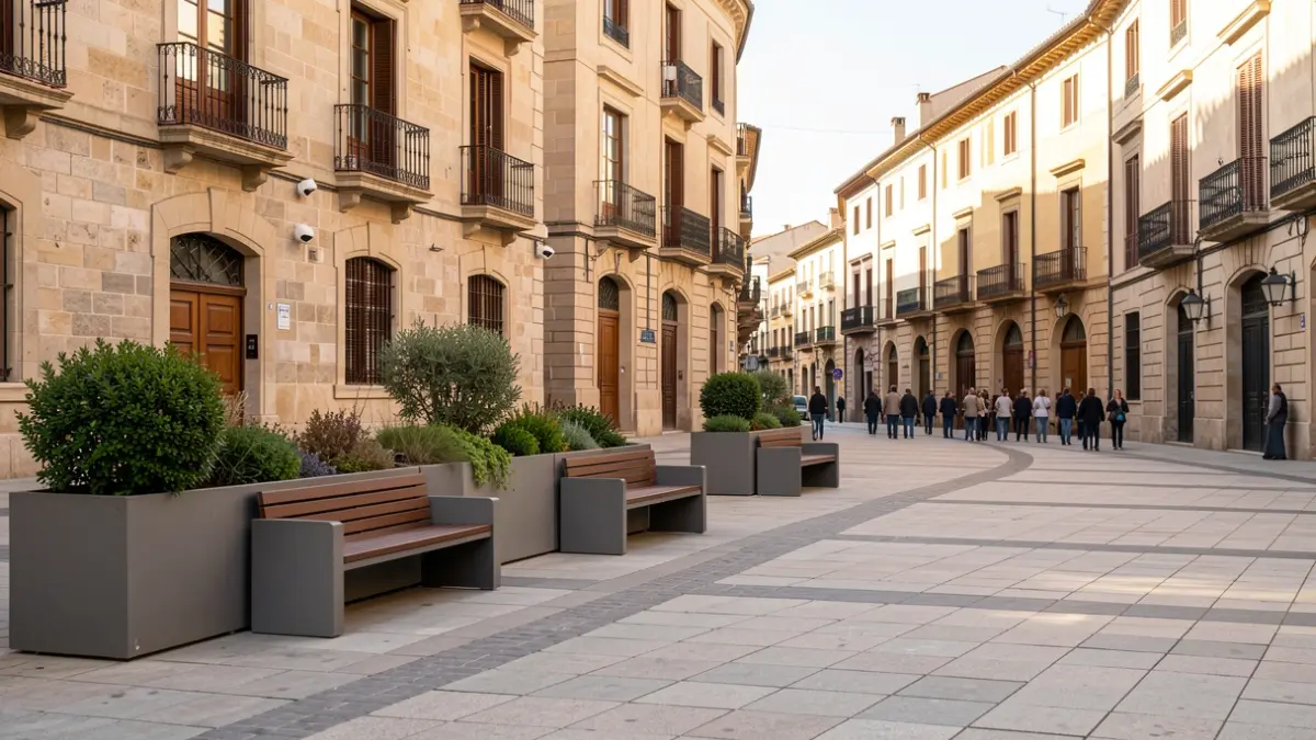 Generic image of a renovated public square in Catalonia.