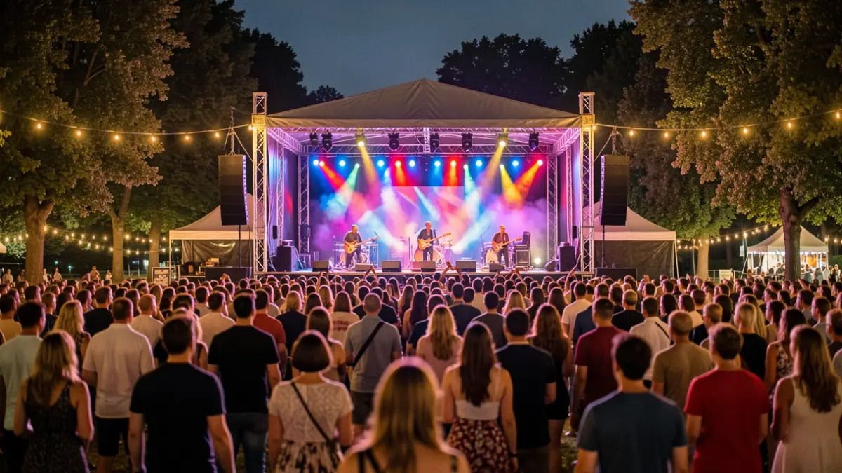 Imatge genèrica d'un concert nocturn en un festival a l'aire lliure.