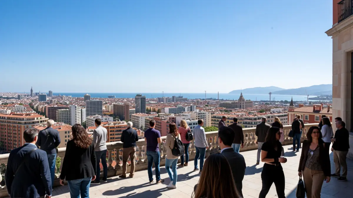 Cielo claro y sol brillante sobre Barcelona.