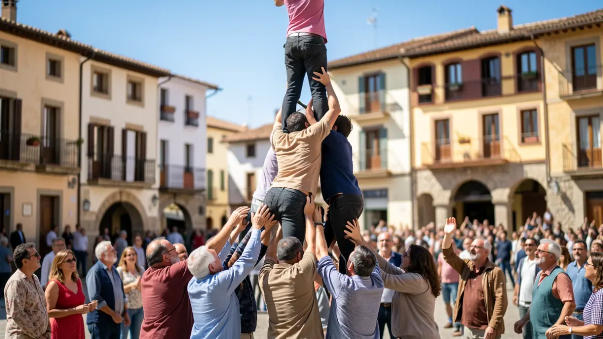 Group of people forming a human tower in Torroella de Montgrí.