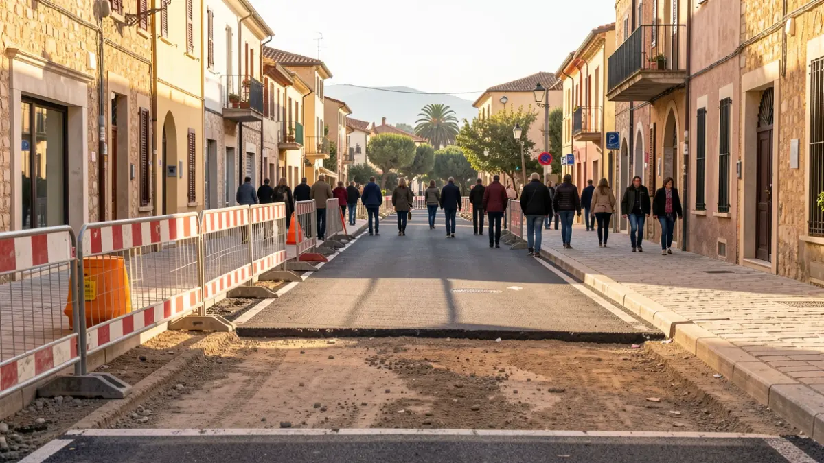 Bicycle lane construction in Salt with barriers and unfinished sections.
