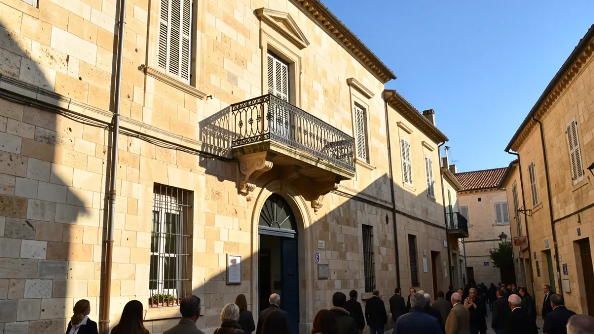 Façana de l'ajuntament de Banyoles amb llum de tarda.