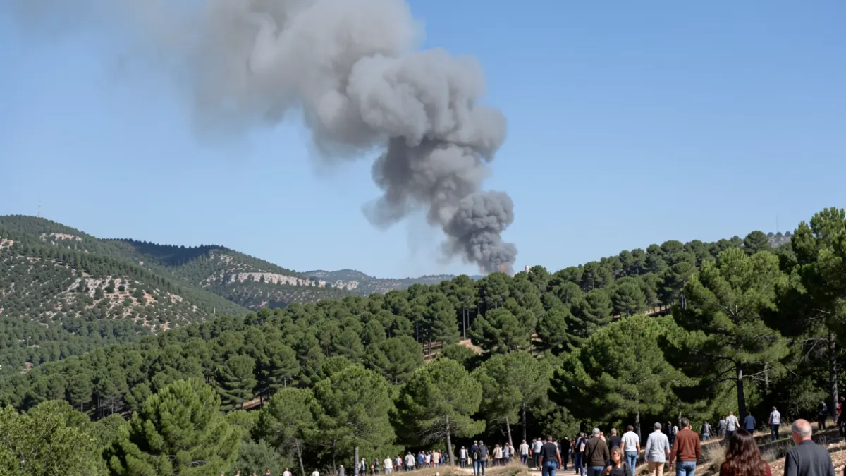 Imatge genèrica de fum d'un incendi forestal a Collserola.