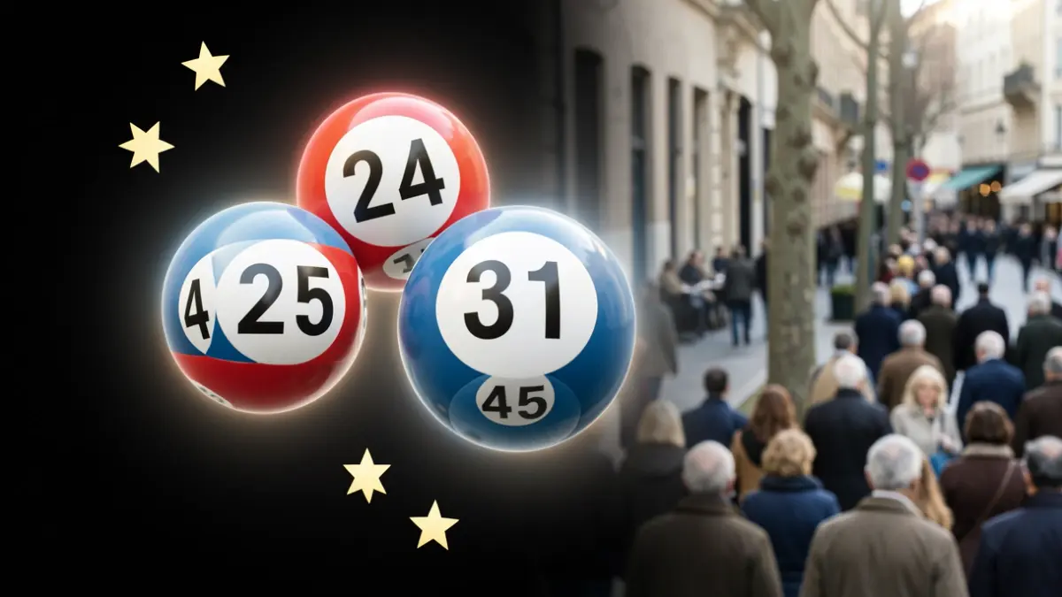 Lottery balls with the winning numbers of the Euromillions draw.