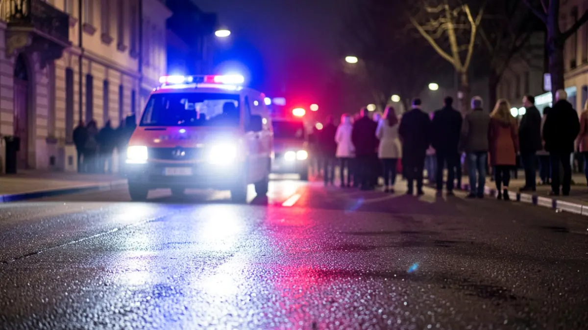 Generic image of a nighttime incident with emergency lights.