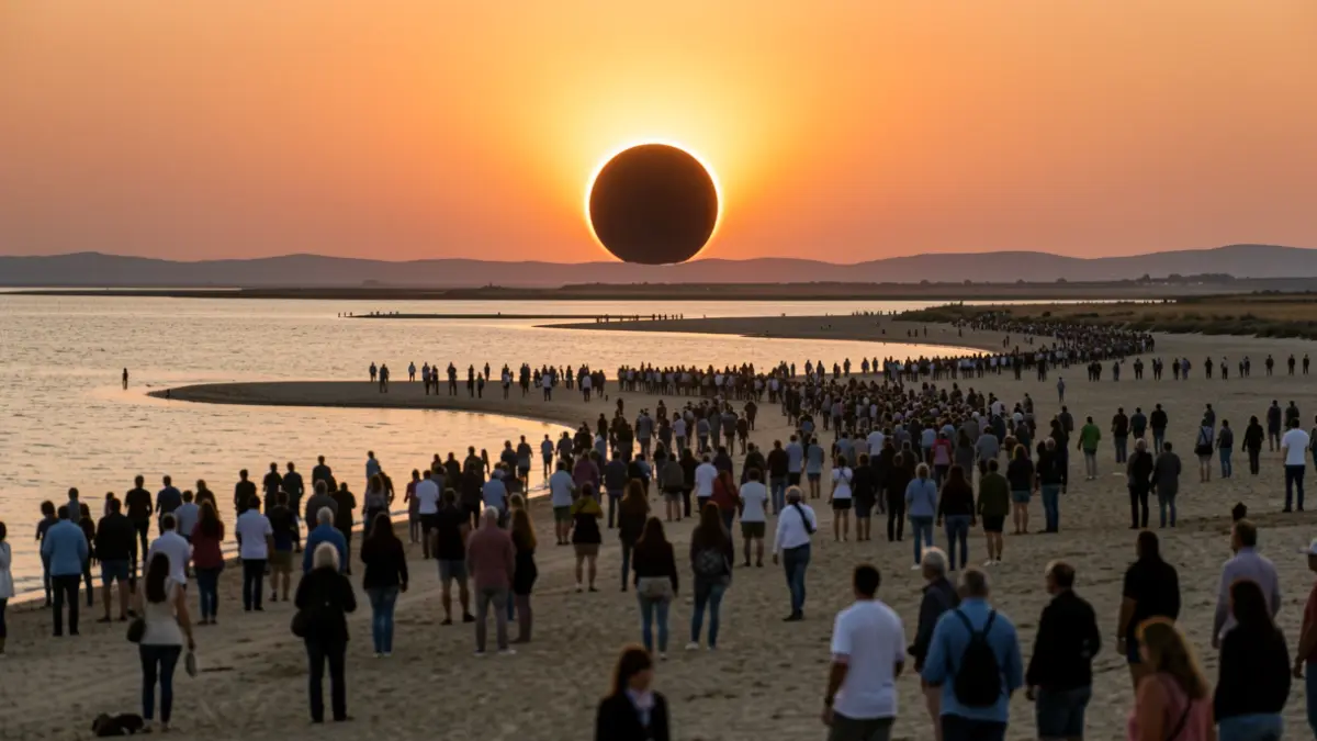 Imatge genèrica d'un espai natural amb gent observant un fenomen astronòmic.