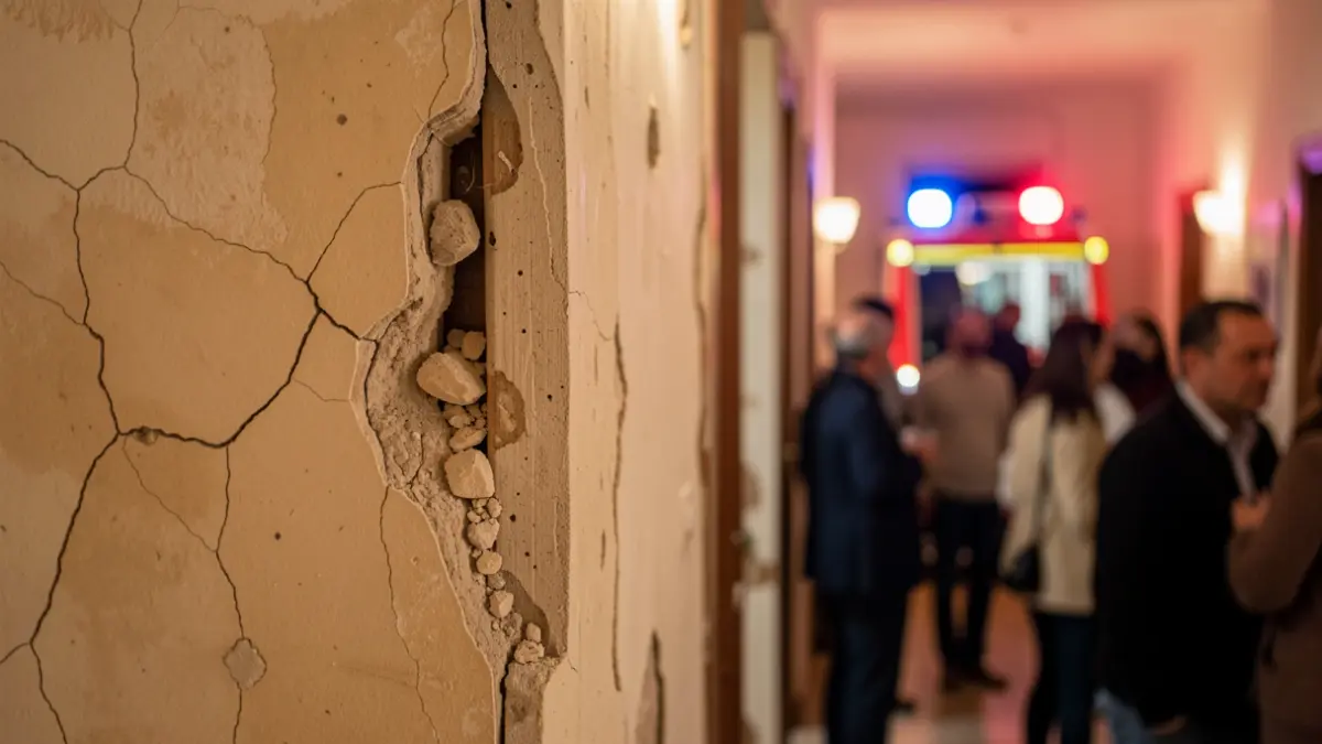 Imagen de un muro interior dañado por una explosión en una vivienda de El Vendrell.