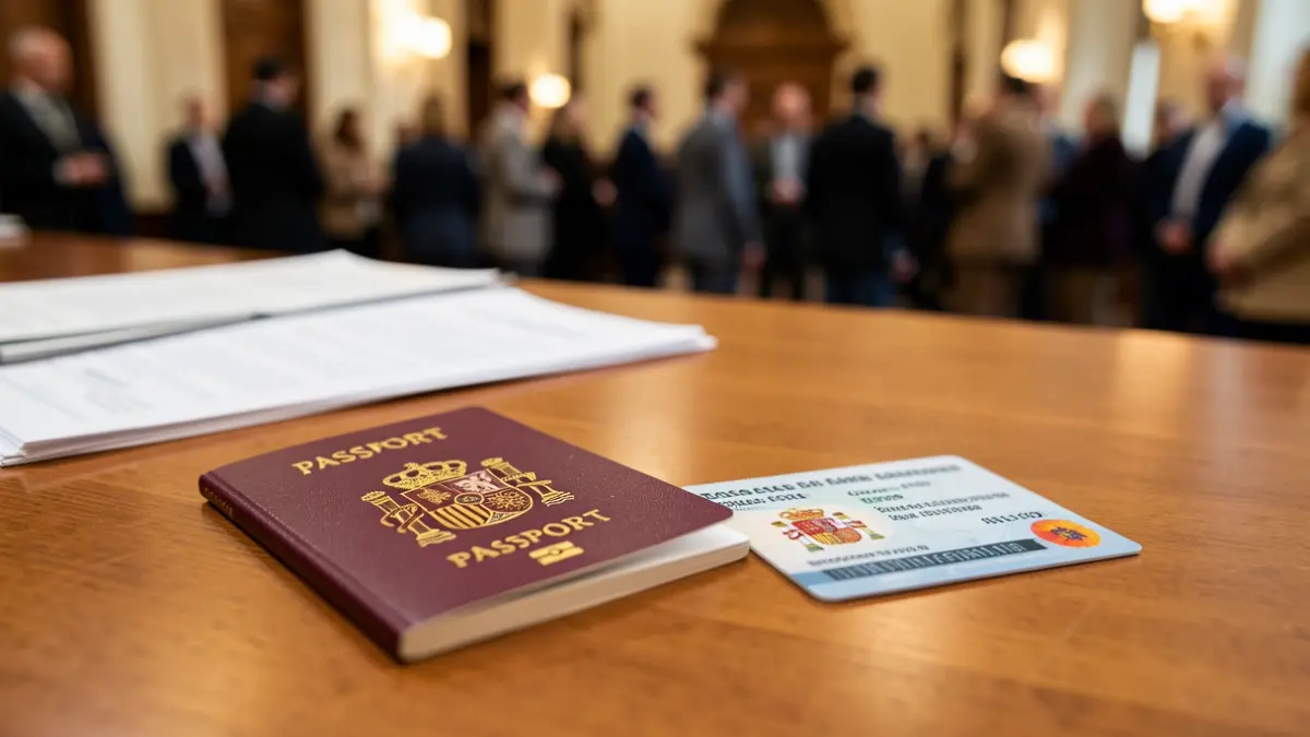 Generic image of legal documents and a Spanish passport.