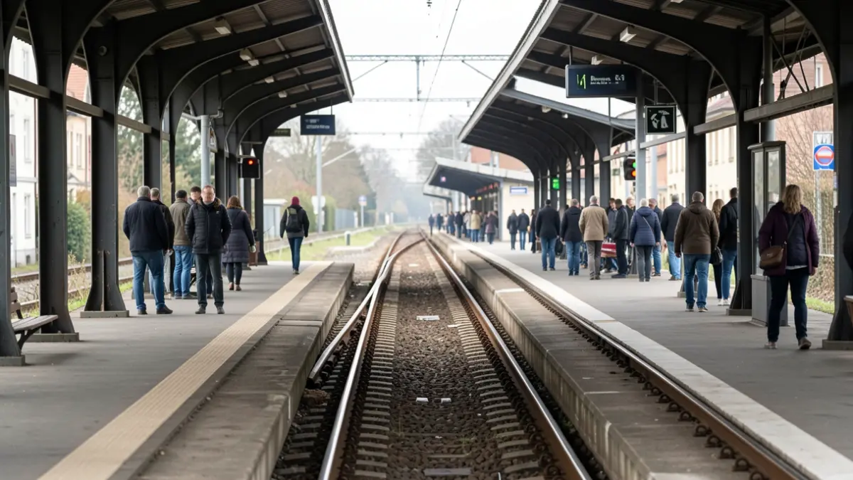 Imatge genèrica d'una andana de tren buida amb vies.