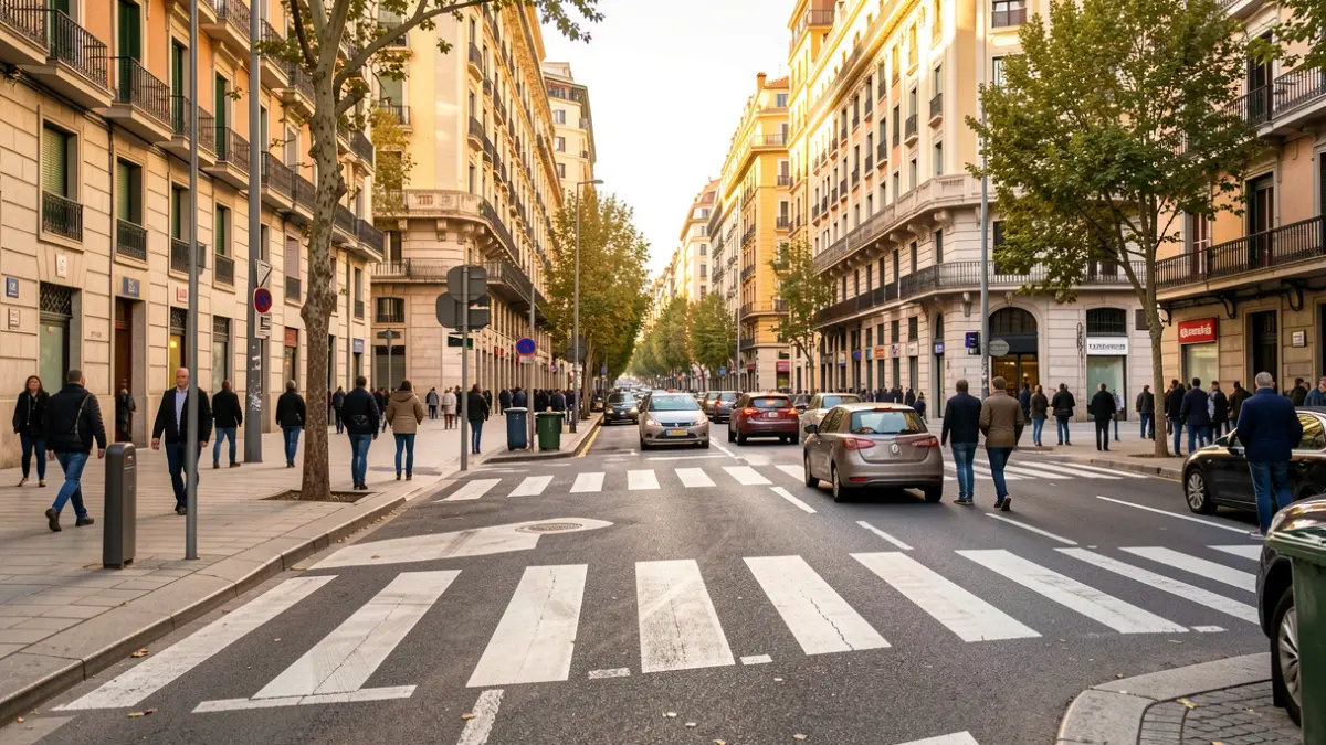 Imatge genèrica d'un carrer reurbanitzat a Barcelona amb voreres amplies.