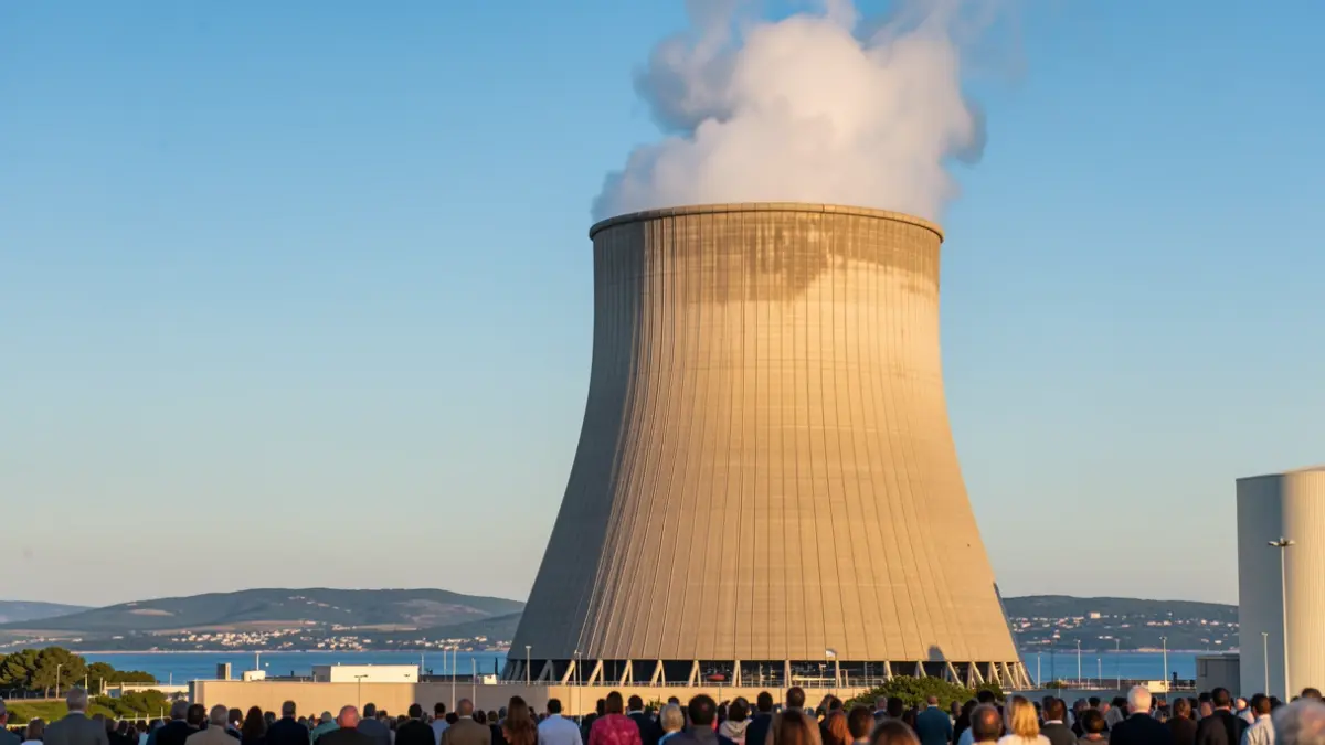 Imatge genèrica d'una central nuclear amb vapor sortint.