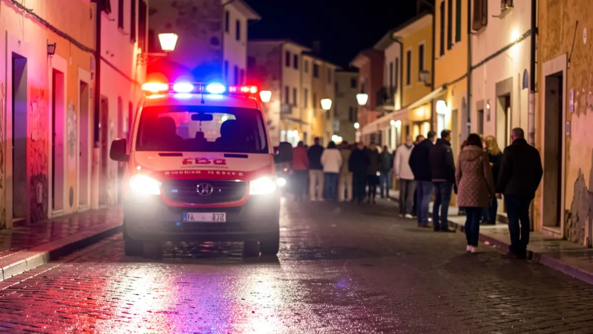 Imatge genèrica d'un carrer nocturn amb llums d'emergència.