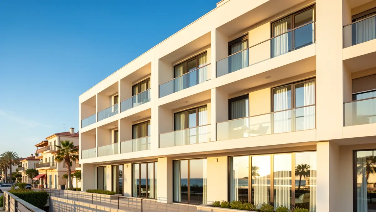 Generic image of a modern hotel on the Mediterranean coast.