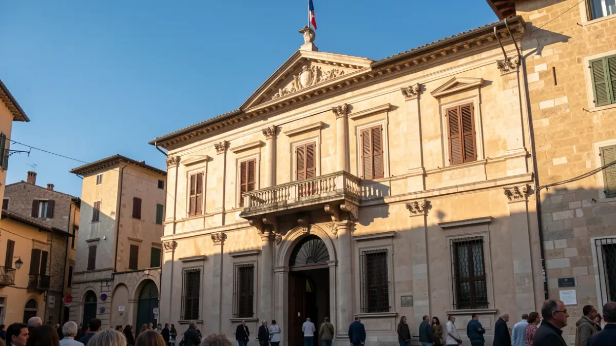 Imagen genérica de la fachada de un ayuntamiento mediterráneo con balcón.
