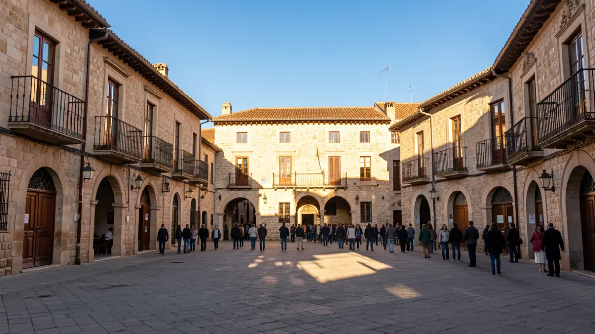 Imagen genérica de una plaza de Girona con arquitectura tradicional.