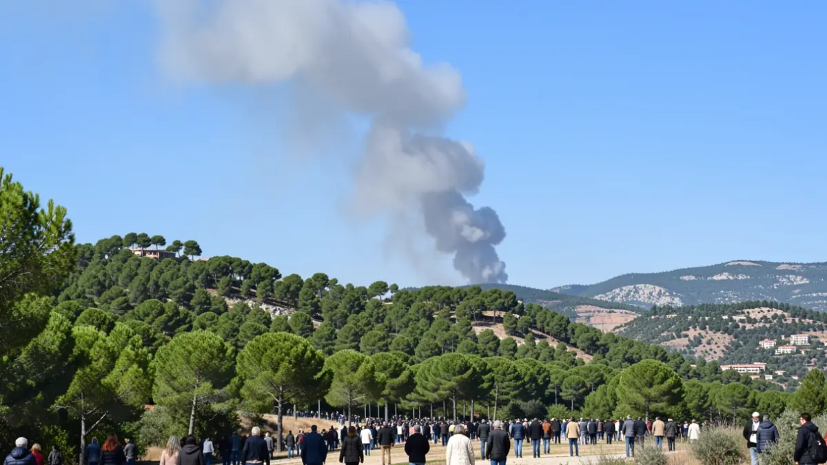 Columna de humo de un incendio forestal en Collserola.