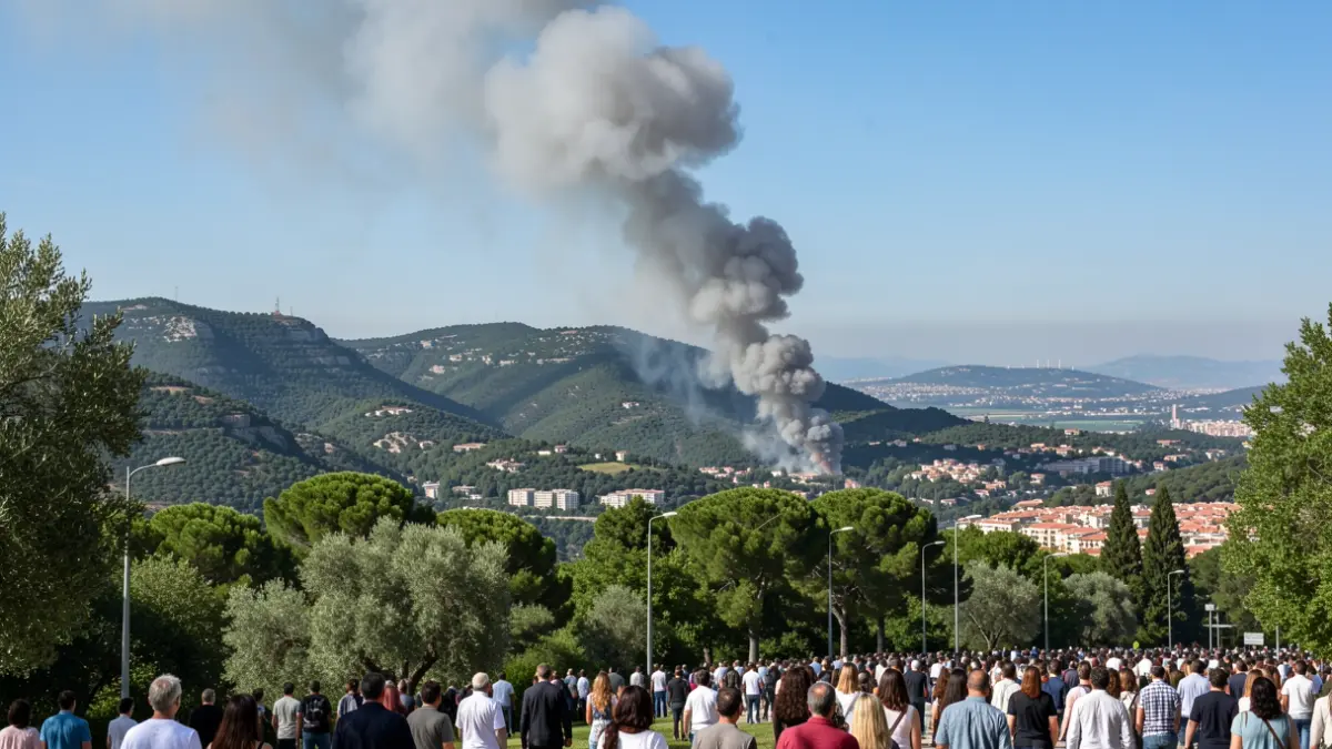 Imatge genèrica de fum d'un incendi forestal a Collserola.