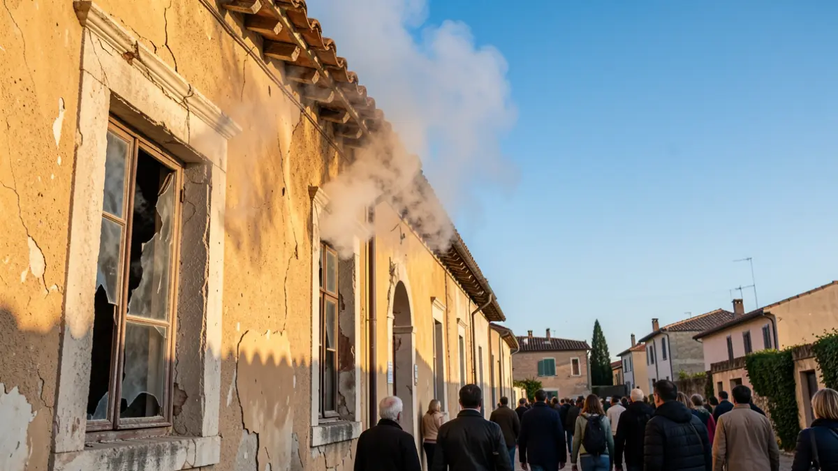 Imatge genèrica d'una casa abandonada amb fum sortint d'una finestra.