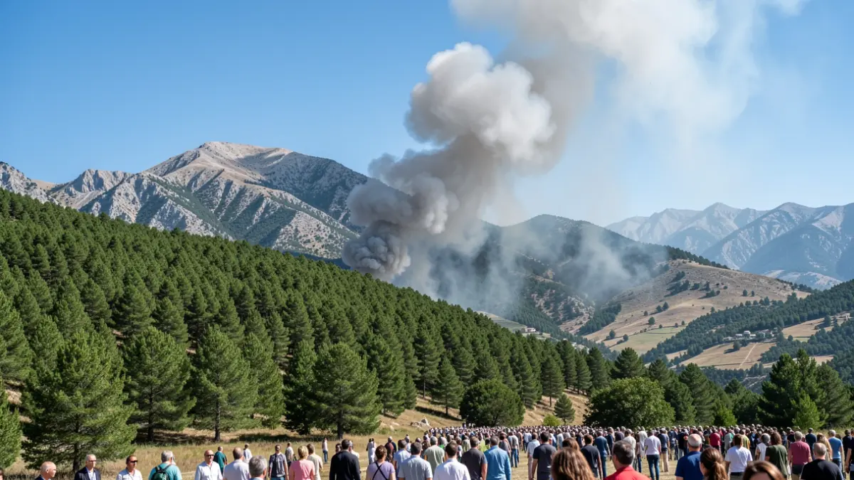 Imagen genérica de humo de un incendio forestal en la montaña.