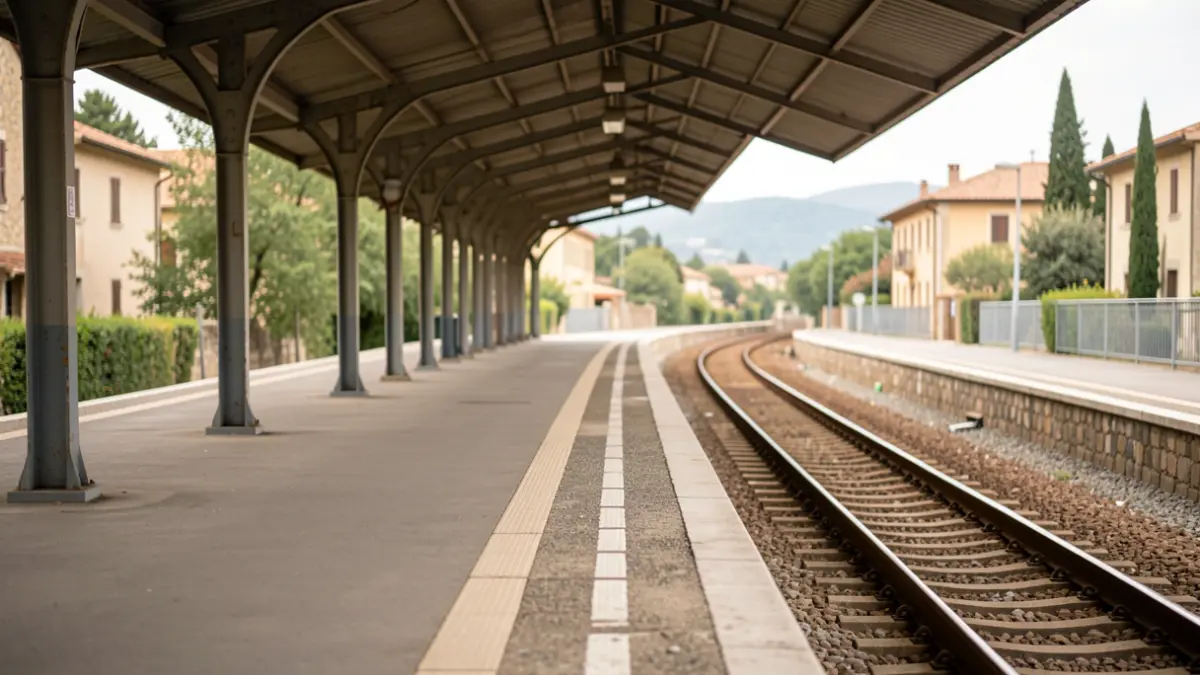 Imagen genérica de una estación de tren vacía con las vías al fondo.